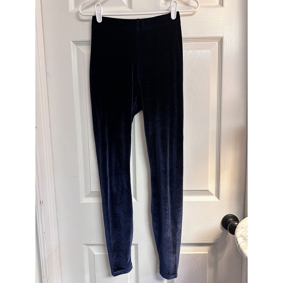 Fabletics Leggings Womens Small Navy Blue Velour Velvet Yoga - Picture 3 of 6